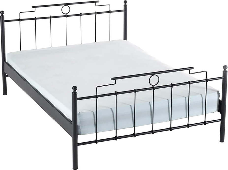 Černá kovová dvoulůžková postel s roštem 160x200 cm Hatkus – Kalune Design Kalune Design