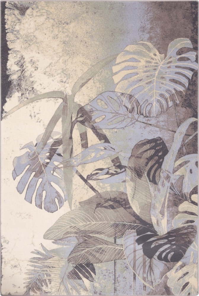 Krémovo-šedý vlněný koberec 133x180 cm Plants – Agnella Agnella
