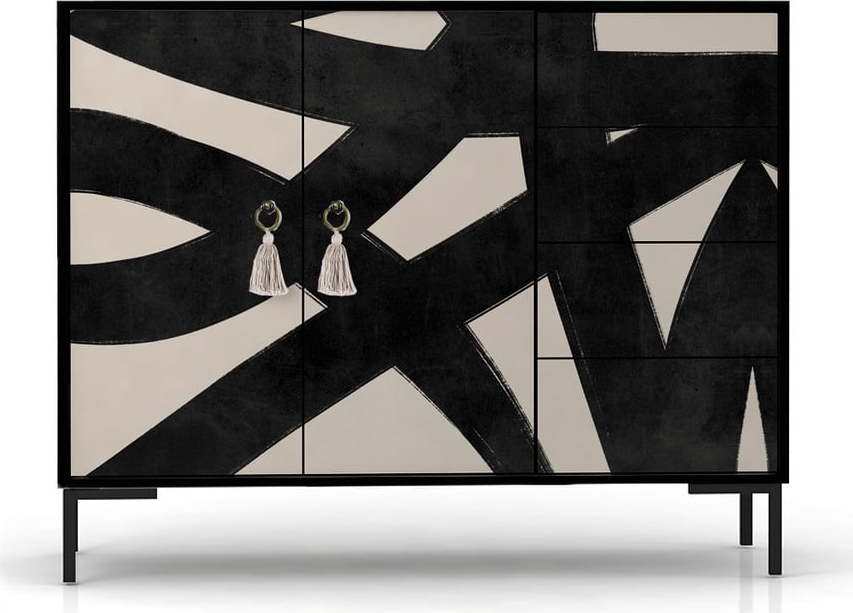 Černo-béžová nízká komoda 113x84 cm Wilma – Really Nice Things Really Nice Things