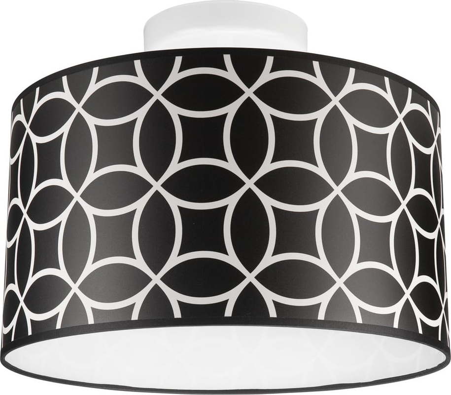 Černobílé stropní svítidlo s textilním stínidlem ø 35 cm Print – LAMKUR LAMKUR