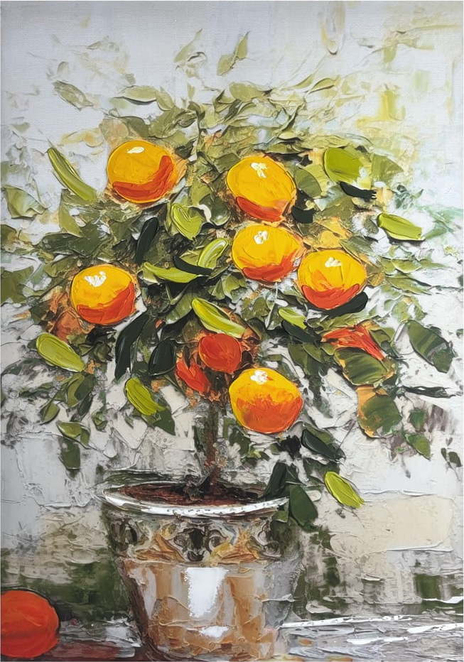 Obraz s ručně malovanými prvky 70x100 cm Oranges – Styler Styler
