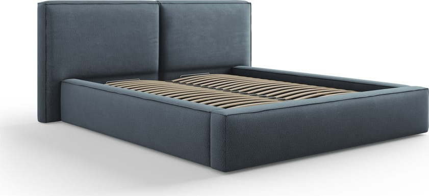 Tmavě modrá čalouněná dvoulůžková postel s úložným prostorem a roštem 160x200 cm Arendal – Cosmopolitan Design Cosmopolitan design