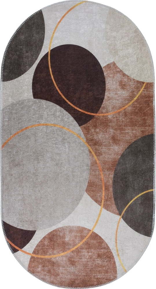 Pratelný koberec v hnědo-krémové barvě 80x120 cm Oval – Vitaus Vitaus