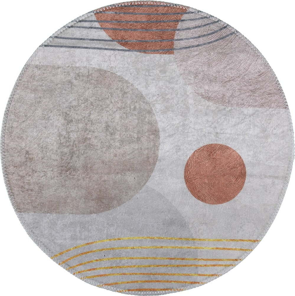 Pratelný kulatý koberec v oranžovo-krémové barvě ø 80 cm Yuvarlak – Vitaus Vitaus