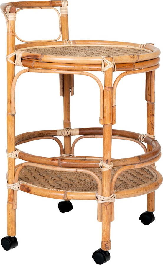 Ratanový servírovací stolek na kolečkách ø 55 cm Zaragoza – House Nordic House Nordic