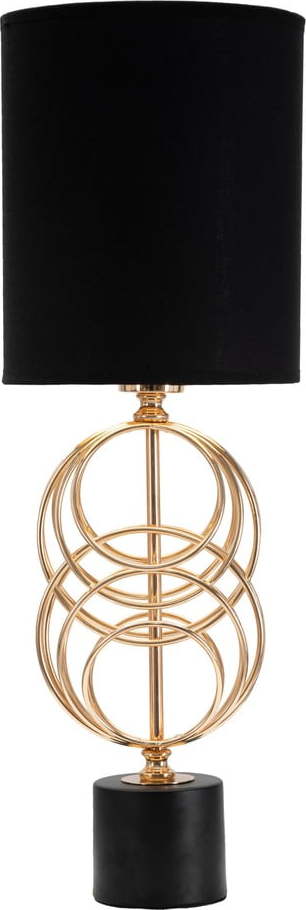 Stolní lampa s textilním stínidlem v černo-zlaté barvě (výška 58