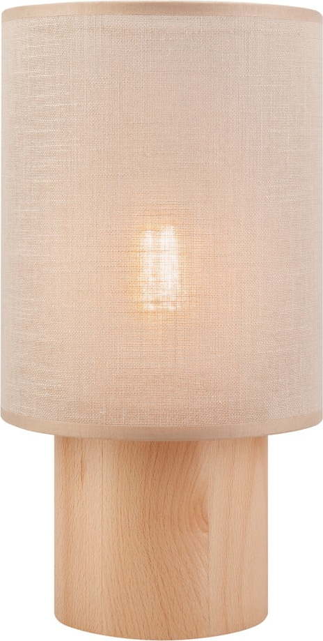 Světle hnědo-béžová stolní lampa s textilním stínidlem