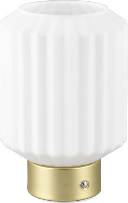 Stmívatelná LED stolní lampa v bílé a zlaté barvě se skleněným stínidlem (výška 19