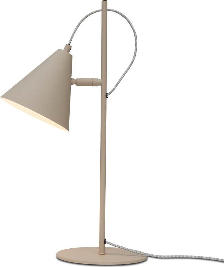 Béžová stolní lampa s kovovým stínidlem (výška 50