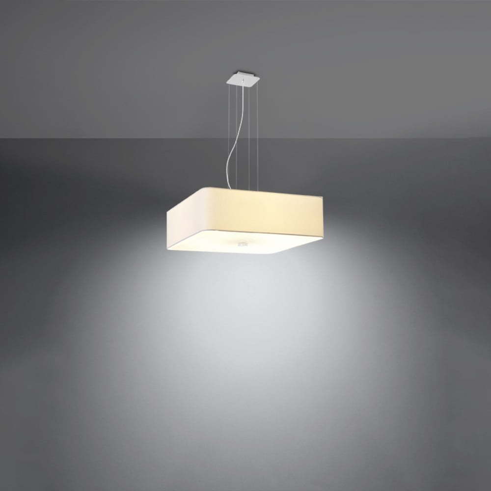 Bílé závěsné svítidlo se skleněno-textilním stínidlem Kortez – Nice Lamps Nice Lamps