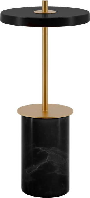 Černá mramorová LED stmívatelná stolní lampa s kovovým stínidlem (výška 25