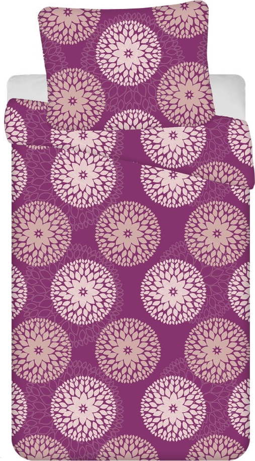 Fialové 4dílné bavlněné povlečení na jednolůžko 140x200 cm Aloma – Jerry Fabrics Jerry Fabrics