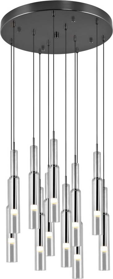LED závěsné svítidlo se skleněným stínidlem ø 50 cm v černo-stříbrné barvě Lucent – Trio Select Trio Select