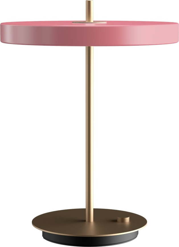 Růžová LED stmívatelná stolní lampa s kovovým stínidlem (výška 41