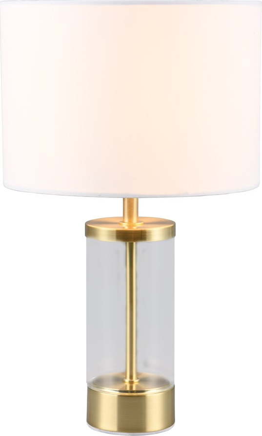 Stolní lampa ve zlaté barvě s textilním stínidlem (výška 33
