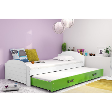 Dětská postel LILI s výsuvným lůžkem 90x200 cm - bílá Zelená BMS