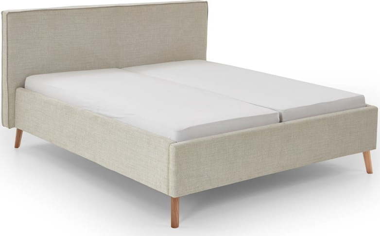 Krémová čalouněná dvoulůžková postel s úložným prostorem s roštem 180x200 cm Riva – Meise Möbel Meise Möbel