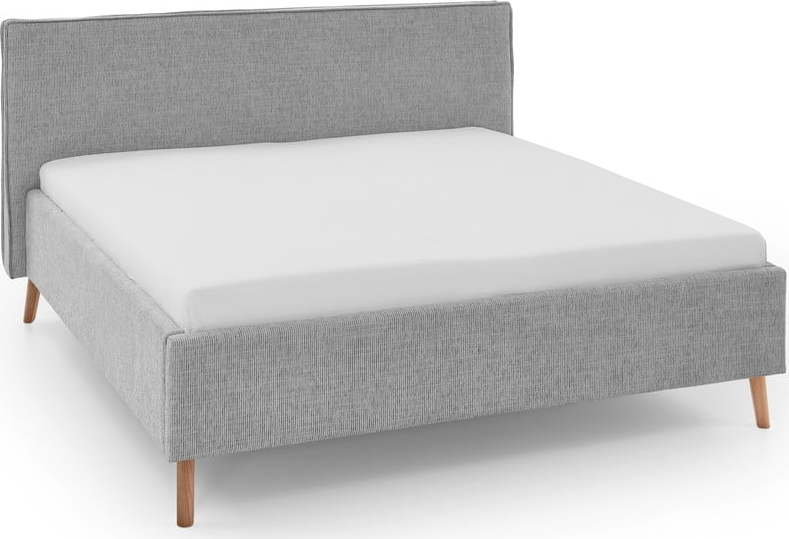 Světle šedá čalouněná dvoulůžková postel s úložným prostorem s roštem 180x200 cm Riva – Meise Möbel Meise Möbel